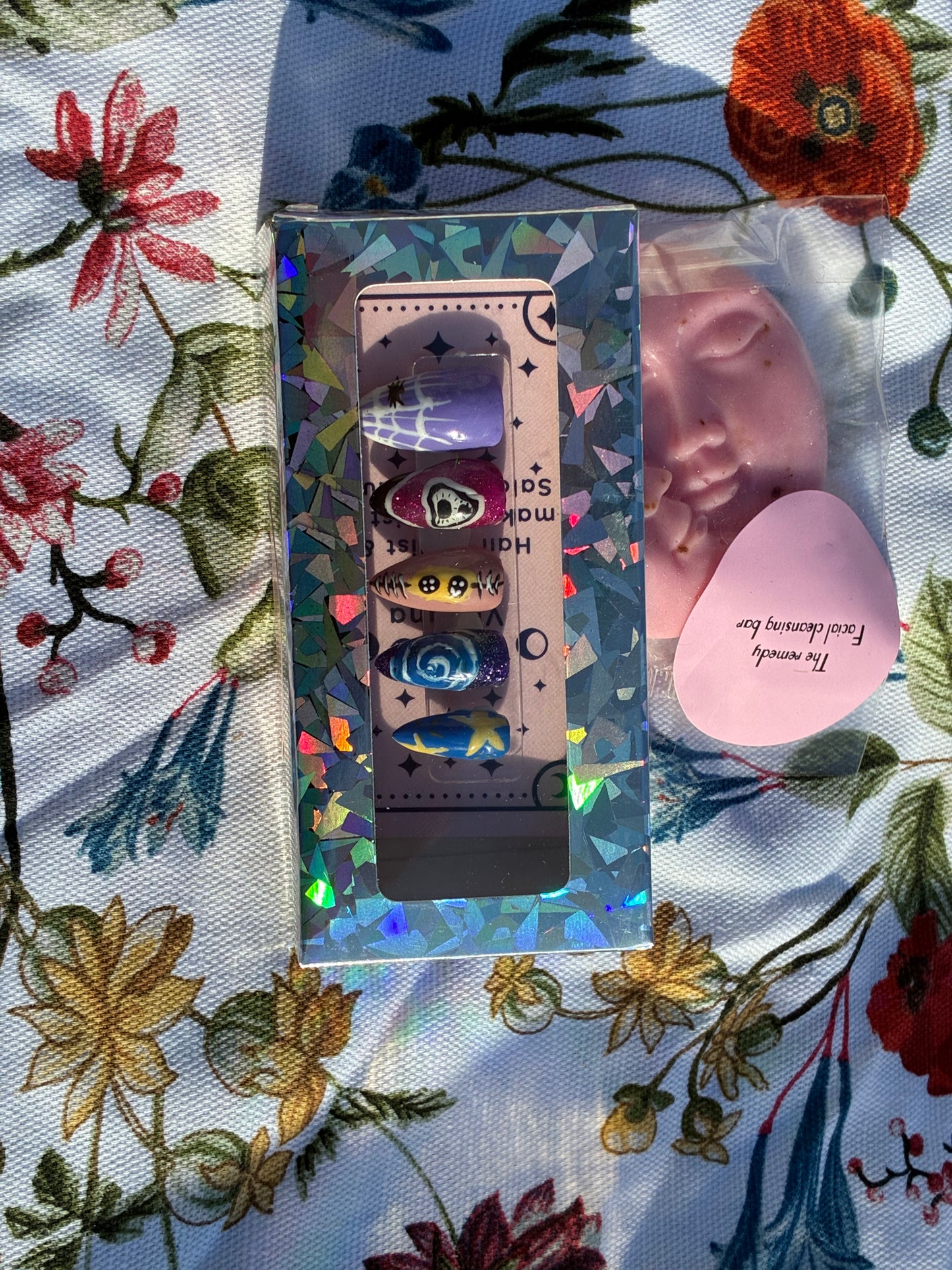 Coraline inspired press on acrylic nails